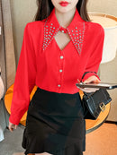 Camisa de Seda com Strass - ChemissChic®