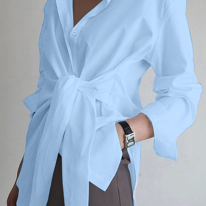 Camisa de Seda com Laço Frontal - ChemissChic®