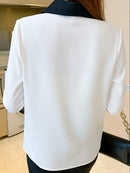 Camisa de Seda Detalhes Pretos - ChemissChic®