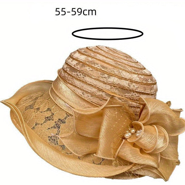 Chapéu Feminino de Organza com Flores - Rose Élégance®