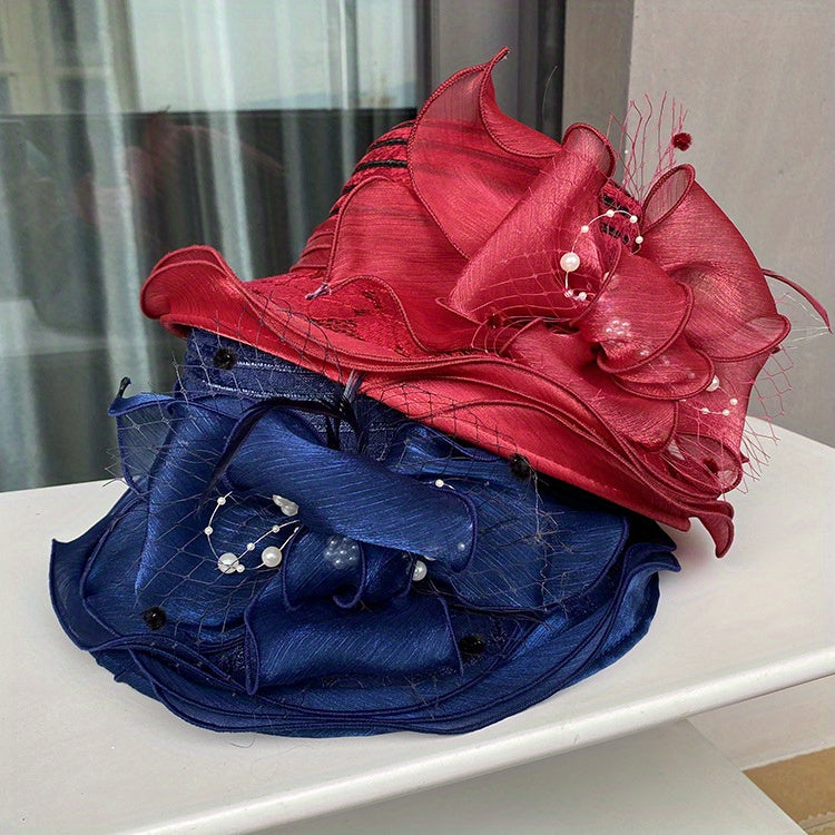 Chapéu Feminino de Organza com Flores - Rose Élégance®