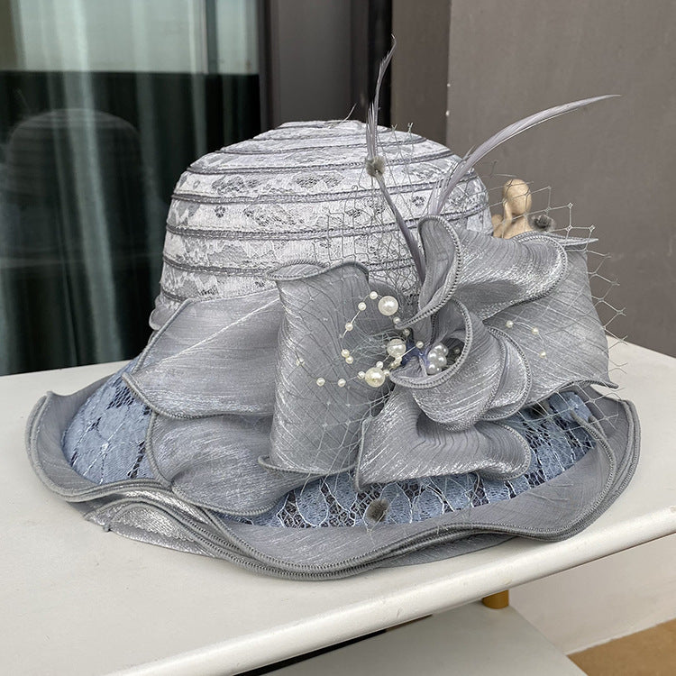 Chapéu Feminino de Organza com Flores - Rose Élégance®