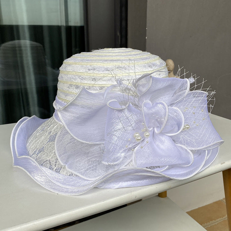 Chapéu Feminino de Organza com Flores - Rose Élégance®