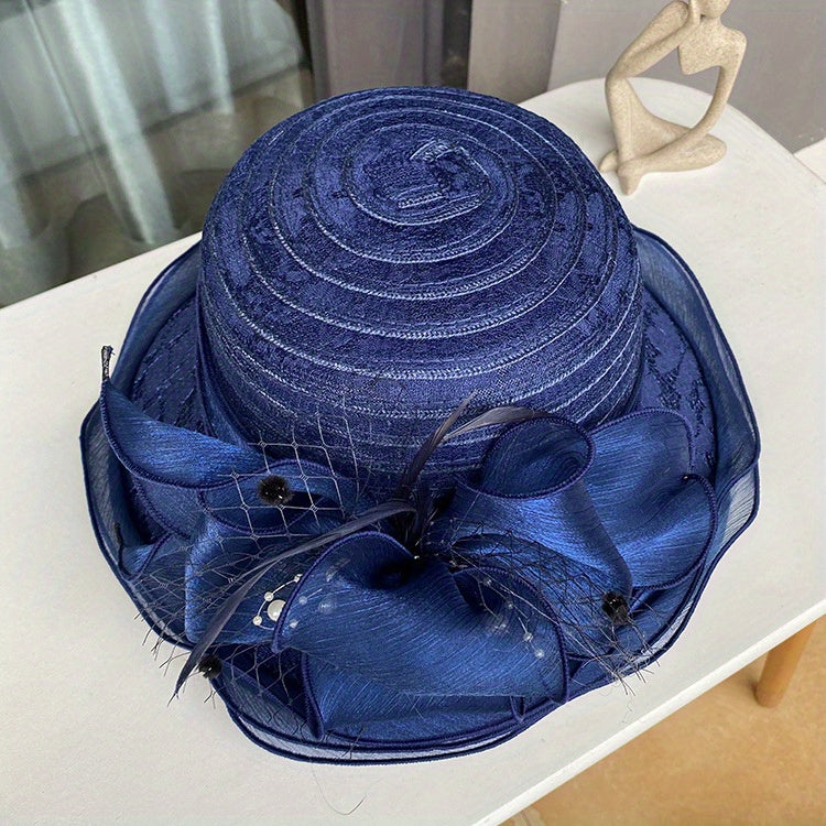 Chapéu Feminino de Organza com Flores - Rose Élégance®