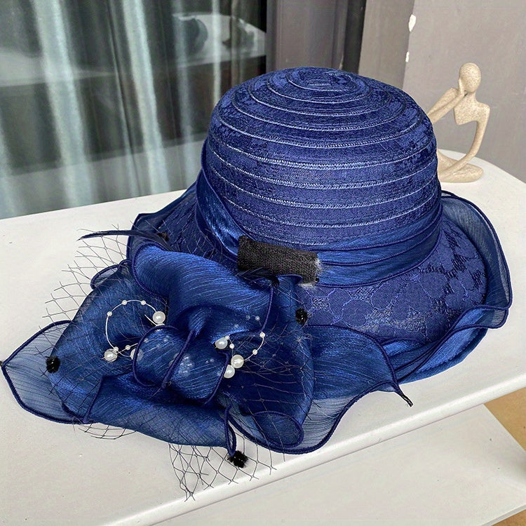 Chapéu Feminino de Organza com Flores - Rose Élégance®