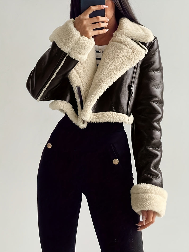 Jaqueta de Couro Feminina Peluciada - Frosted Nordic Edge®