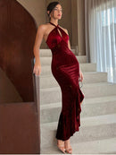 Vestido Longo Brilhante Sem Manga Costas Nuas - Rouge Impériale®