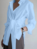 Camisa de Seda com Laço Frontal - ChemissChic®