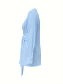 Camisa de Seda com Laço Frontal - ChemissChic®