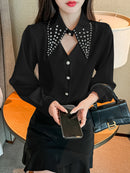 Camisa de Seda com Strass - ChemissChic®