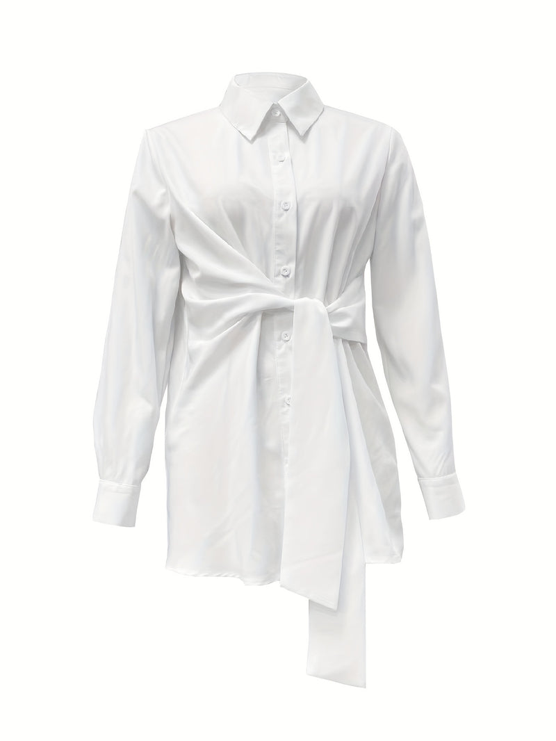 Camisa de Seda com Laço Frontal - ChemissChic®