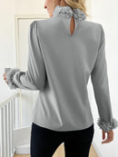 Camisa de Seda Prata Floral - ChemissChic®