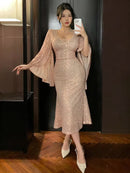 Vestido Elegante Paetê Manga Longa - Nouvel An Éclat®