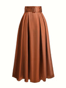 Saia de Cetim Golden Serenade - JupeChic