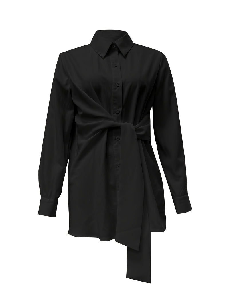 Camisa de Seda com Laço Frontal - ChemissChic®
