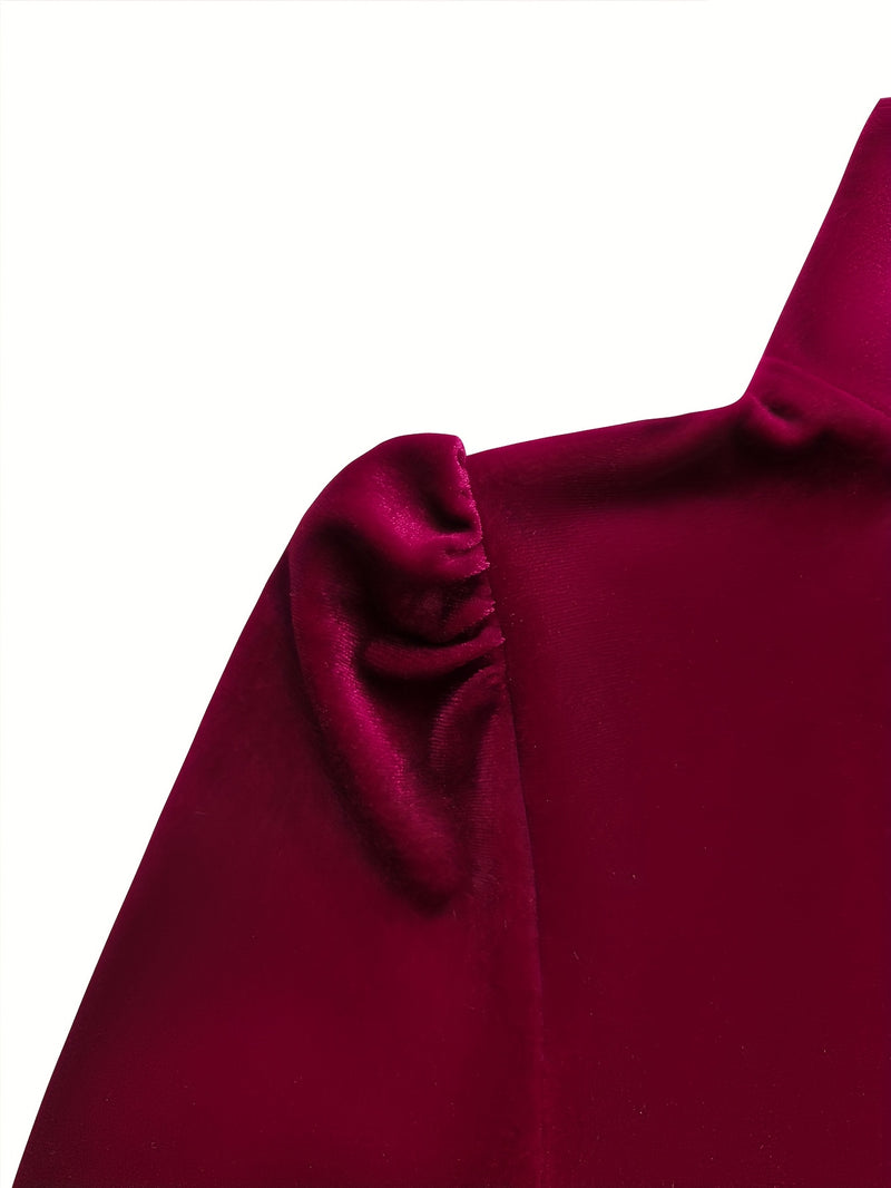 Vestido Longo de Veludo com Manga e Fenda - Serenade Enchantress®