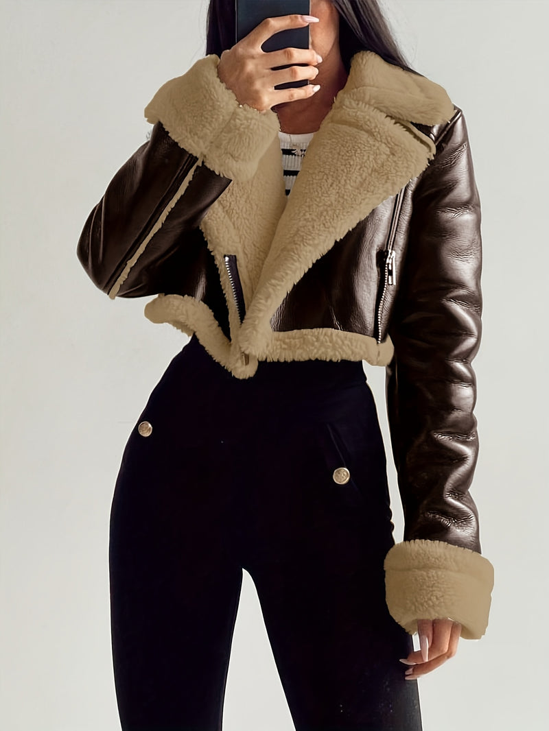 Jaqueta de Couro Feminina Peluciada - Frosted Nordic Edge®