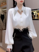 Camisa de Seda com Strass - ChemissChic®