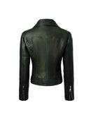 Jaqueta de Couro Biker Feminina - Noir Edge Jacket®