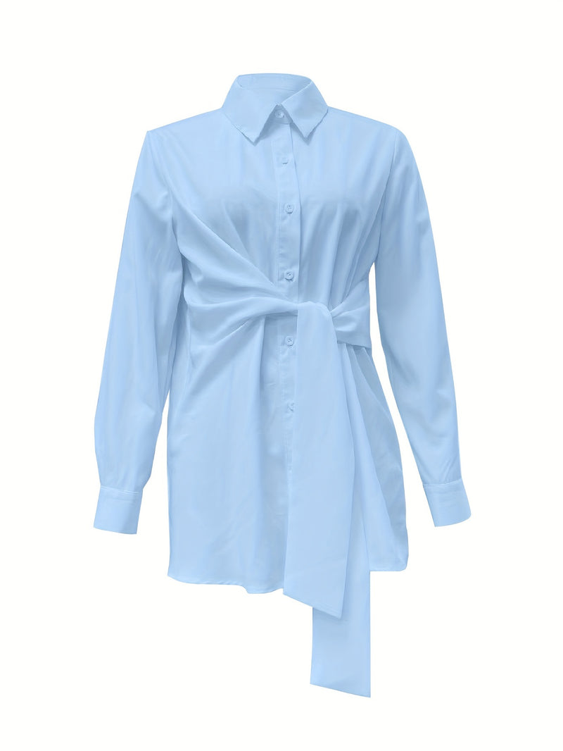 Camisa de Seda com Laço Frontal - ChemissChic®