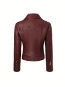Jaqueta de Couro Biker Feminina - Noir Edge Jacket®