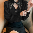 Camisa de Seda com Strass - ChemissChic®