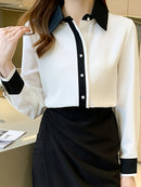 Camisa de Seda Detalhes Pretos - ChemissChic®