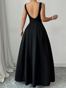 Vestido Midi Longo Elegante e Clássico - Black Majestueuse®