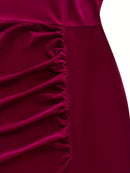 Vestido Longo de Veludo com Manga e Fenda - Serenade Enchantress®