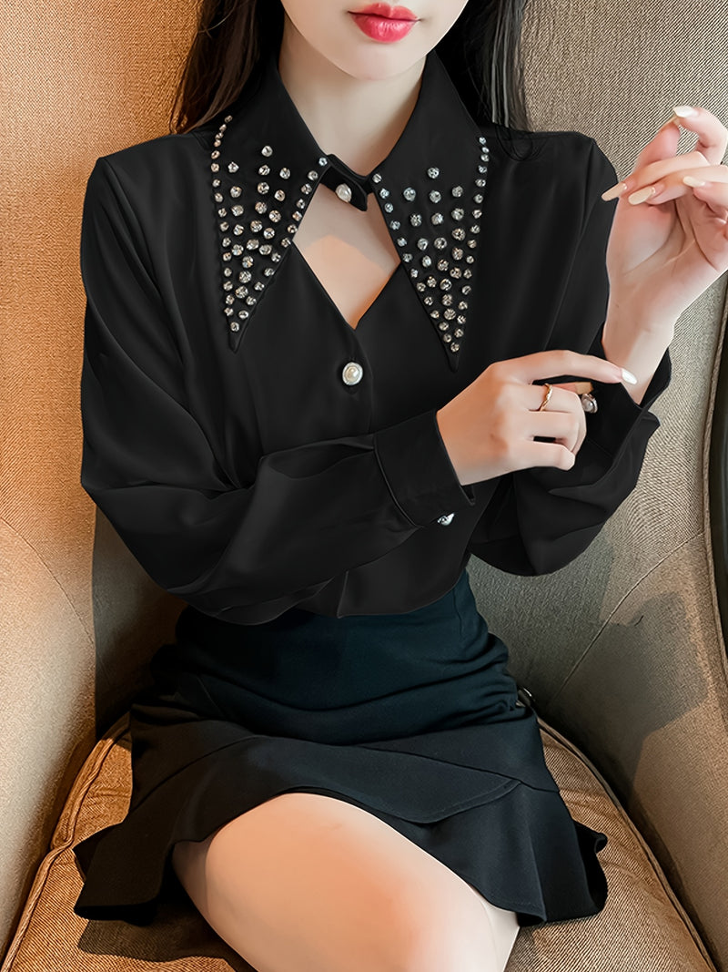 Camisa de Seda com Strass - ChemissChic®
