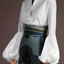 Camisa de Seda Manga Balonê - ChemissChic®