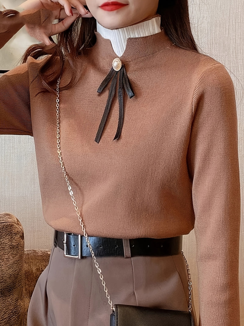 Suéter Feminino Duplo de Lã Gola Alta - Chic Velvet Layers®
