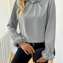 Camisa de Seda Prata Floral - ChemissChic®