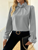 Camisa de Seda Prata Floral - ChemissChic®