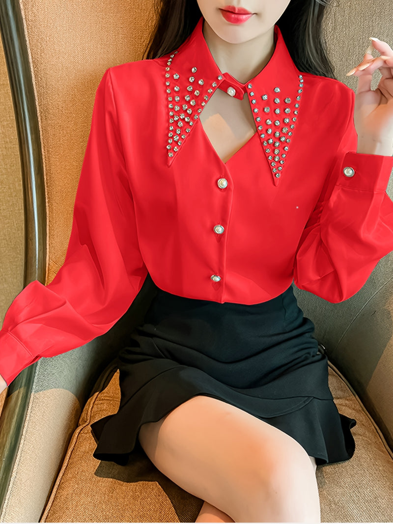 Camisa de Seda com Strass - ChemissChic®