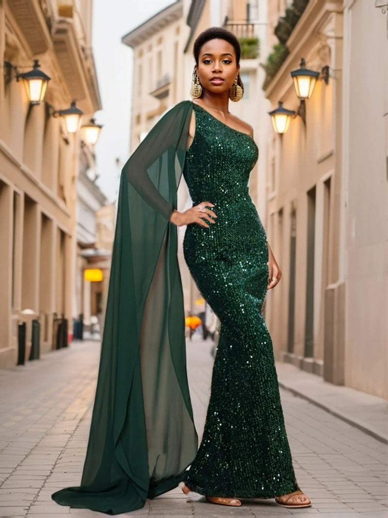 Vestido Longo em  Paetê Emerald - DrèssChic