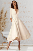 Vestido Elegante Midi Longo Elisa Fleur - DrèssChic