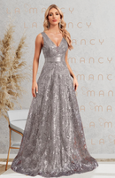 Vestido Longo em Organza e Paetê Silver  - DrèssChics