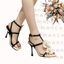 Sandália Salto Agulha Noir et Blanc Fleur - PasChic