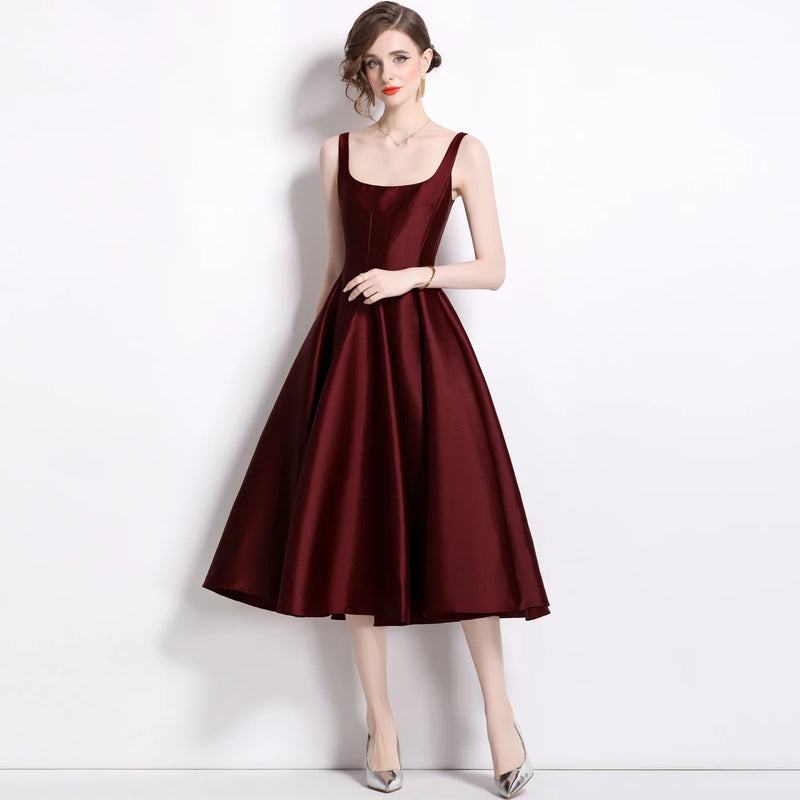 Vestido de Cetim Midi-Longo Realeza Serena  - DrèssChic®