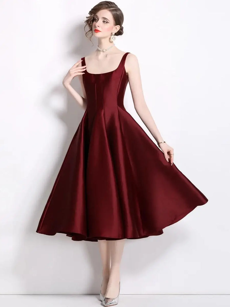 Vestido de Cetim Midi-Longo Realeza Serena  - DrèssChic®