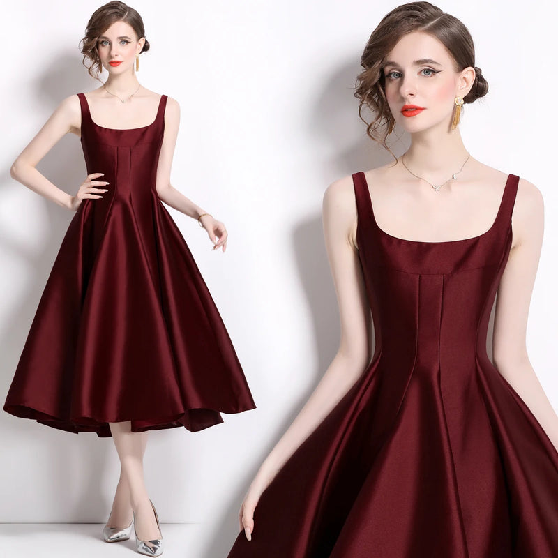 Vestido de Cetim Midi-Longo Realeza Serena  - DrèssChic®