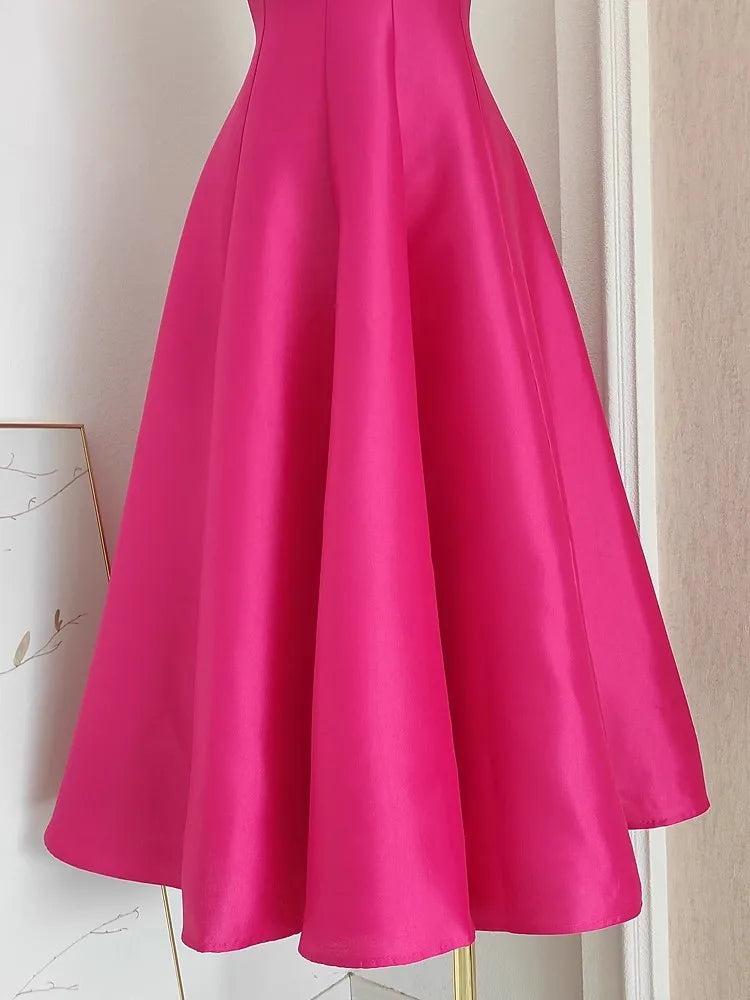 Vestido de Cetim Midi-Longo Realeza Serena  - DrèssChic®