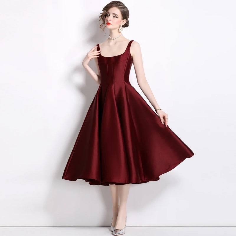 Vestido de Cetim Midi-Longo Realeza Serena  - DrèssChic®