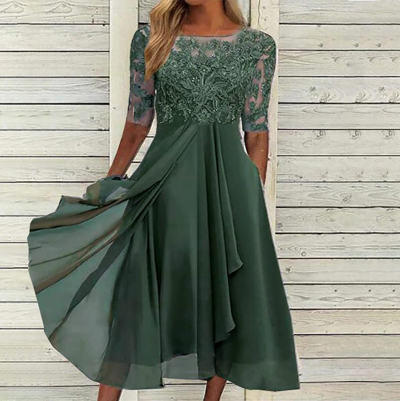 Vestido Bordado Midi-Longo Aurora Eterna  - DrèssChic