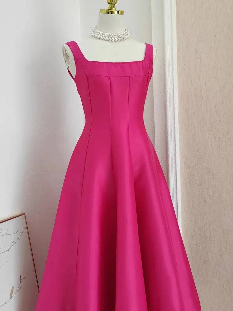 Vestido de Cetim Midi-Longo Realeza Serena  - DrèssChic®
