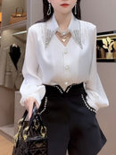 Camisa de Seda com Strass - ChemissChic®