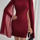 Vestido Curto Brilhante Gola Alta - Midnight Scarlet Bright®