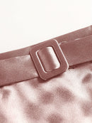 Saia Longa de Cetim Rosé - JupeChic