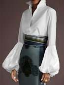 Camisa de Seda Manga Balonê - ChemissChic®